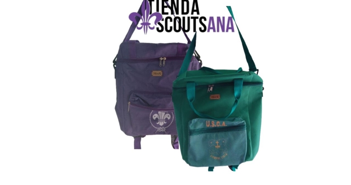 bolso matero verde y violeta